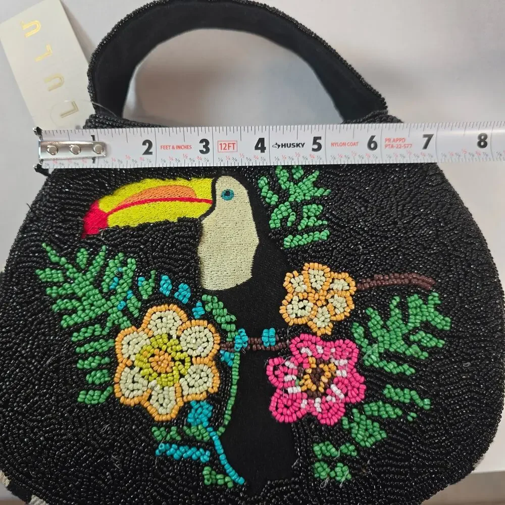 NWT Lulu Beaded Toucan Tropical Bag.